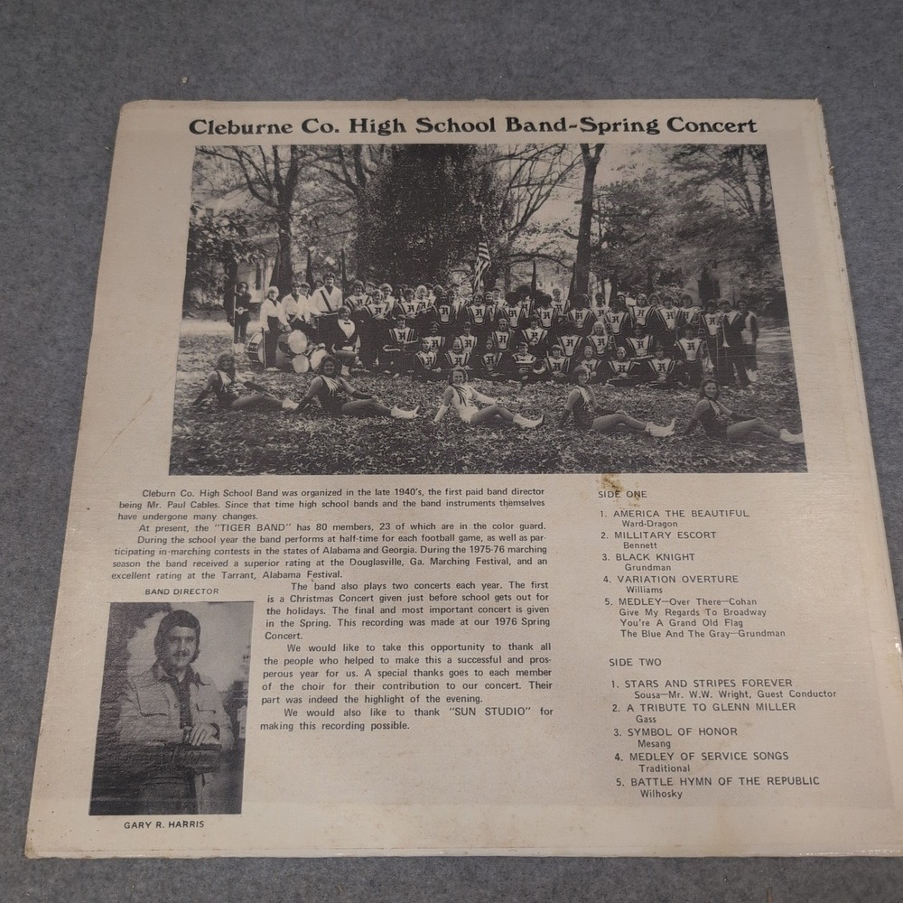 Cleburne County High School Band Live Spring Bicentennial Concert 1976 Vinyl LP - Picture 2 of 6
